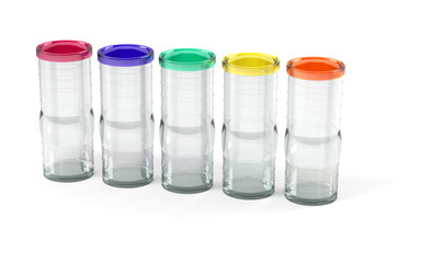 A set of glass jars with lids 3d model