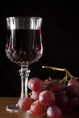 Glass of Red Wine with Grapes