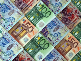 Euro and the Kazakh tenge, background