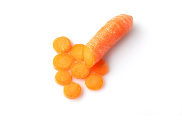 fresh carrots on white background
