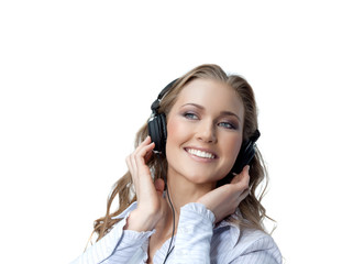 woman beauty with headphones