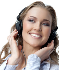 woman beauty with headphones