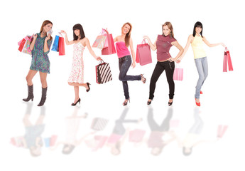 Obraz premium small group shopping girl