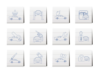 car and automobile service icon - vector icon set