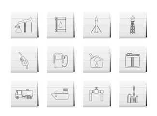 Oil and petrol industry icons - vector icon set