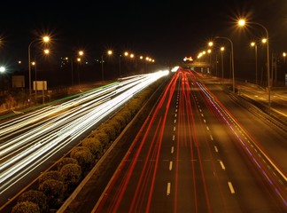 Fototapeta na wymiar Highway Traffic by Night