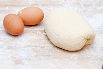 Fototapeta na wymiar Eggs and flour