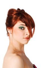 Fototapeta premium Young woman on white background