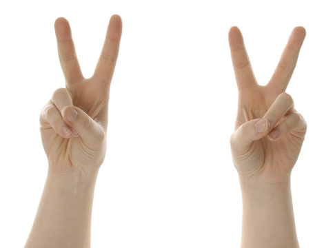 victory or peace symbol with hands