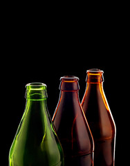 empty bottles isolated on black