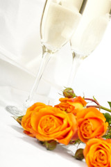 Roses and glasses of champagne