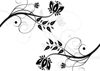Black and white floral background
