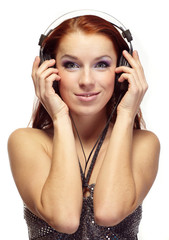 Fototapeta premium Beautiful women listening music.