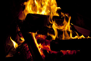 fire in fireplace