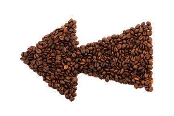 arrow from the coffee beans isolated on white