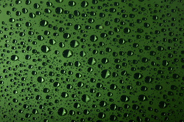 Water drops background, green