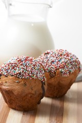 fresh muffins with milk