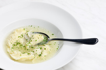 beef bouillon with dumplings