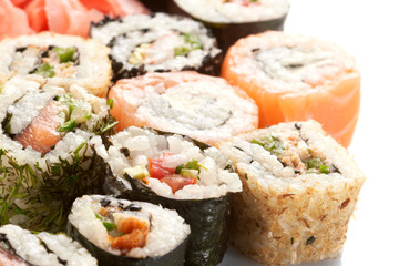 Different types of sushi.