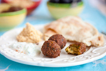Falafel and mezze table