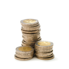 image on white, pile of euro coins, picture Stack of euros coin