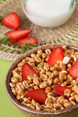 Honey cereals with strawberries