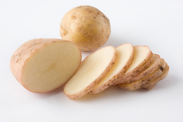 Raw sliced potatoes