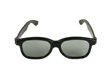 Modern 3D glasses on white