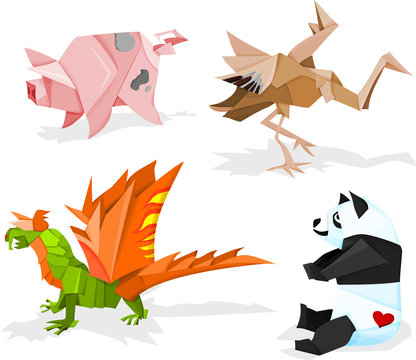 Funny paper animals, origami