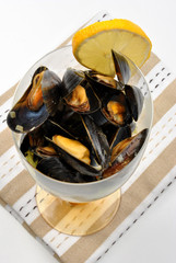 some fresh organic mussel in garlic butter