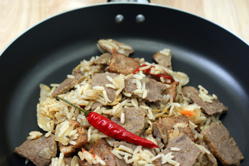 oriental style rice with organic beef