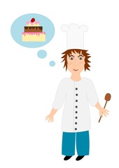 Cook (chef) with an idea - illustration