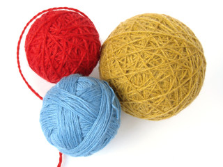 three colorful skeins