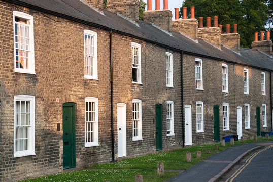 Row of red brick terraced houses