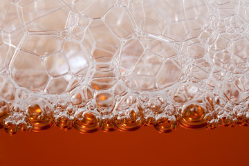 golden bubbles  and froth , macro