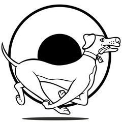 Dog Running Set Line Art