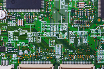 Closeup of electronic circuit board
