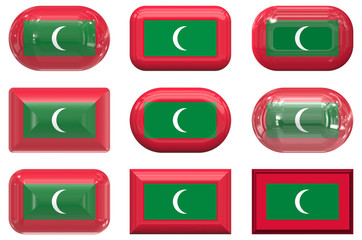 nine glass buttons of the Flag of Maldives