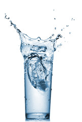 Fototapeta na wymiar water splash in glass isolated on white