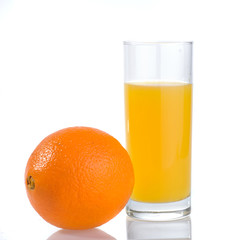 orange juice and orange isolated on white