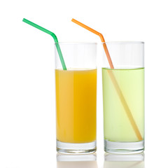 lime and orange juice isolated on white