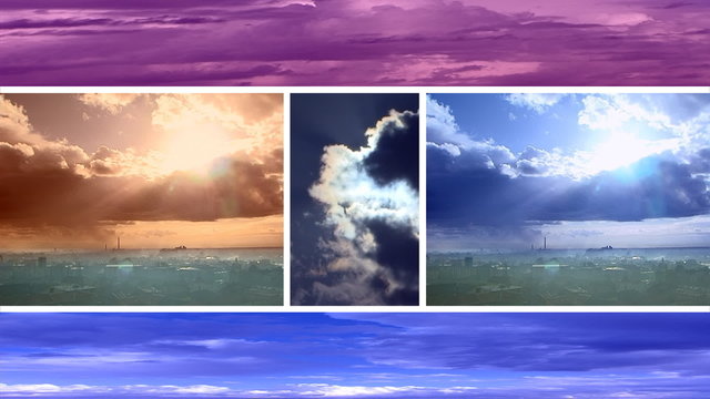Sky and Clouds timelapse splitscreen
