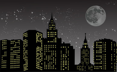 night city under full moon