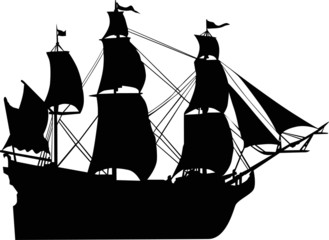 ship with sails silhouette