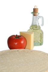 pizza ingridients isolated on white.