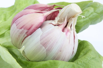 Garlic bulb and green salad