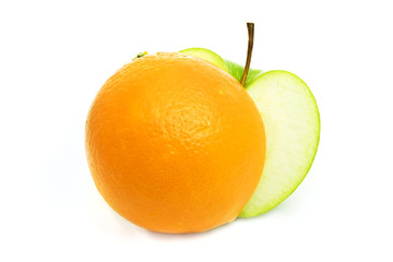 green apple and orange