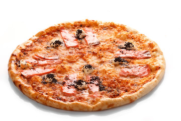 Pizza with grilled salmon