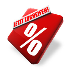 % Jetzt zugreifen! Button, Icon
