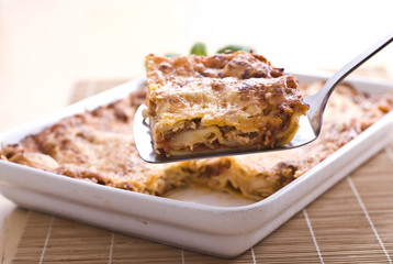 Portion of lasagna